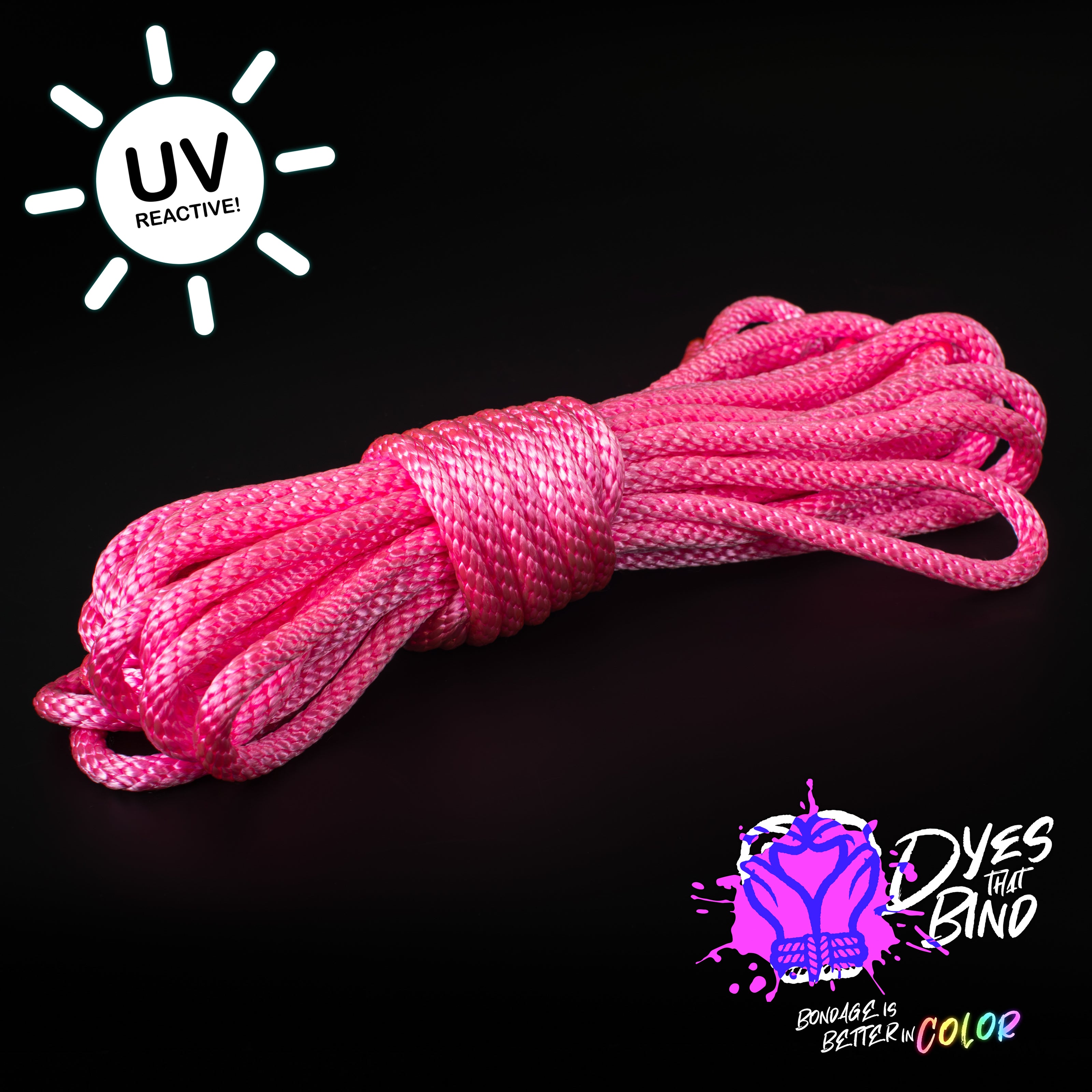 Neon Pink Solid Braid Nylon Shibari Rope (Blacklight Reactive!) – Dyes ...