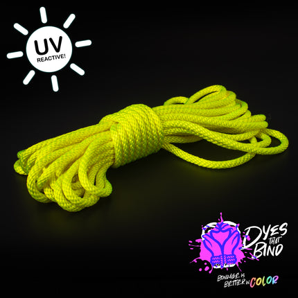 Neon Yellow Solid Braid Nylon Shibari Rope (Blacklight Reactive!)