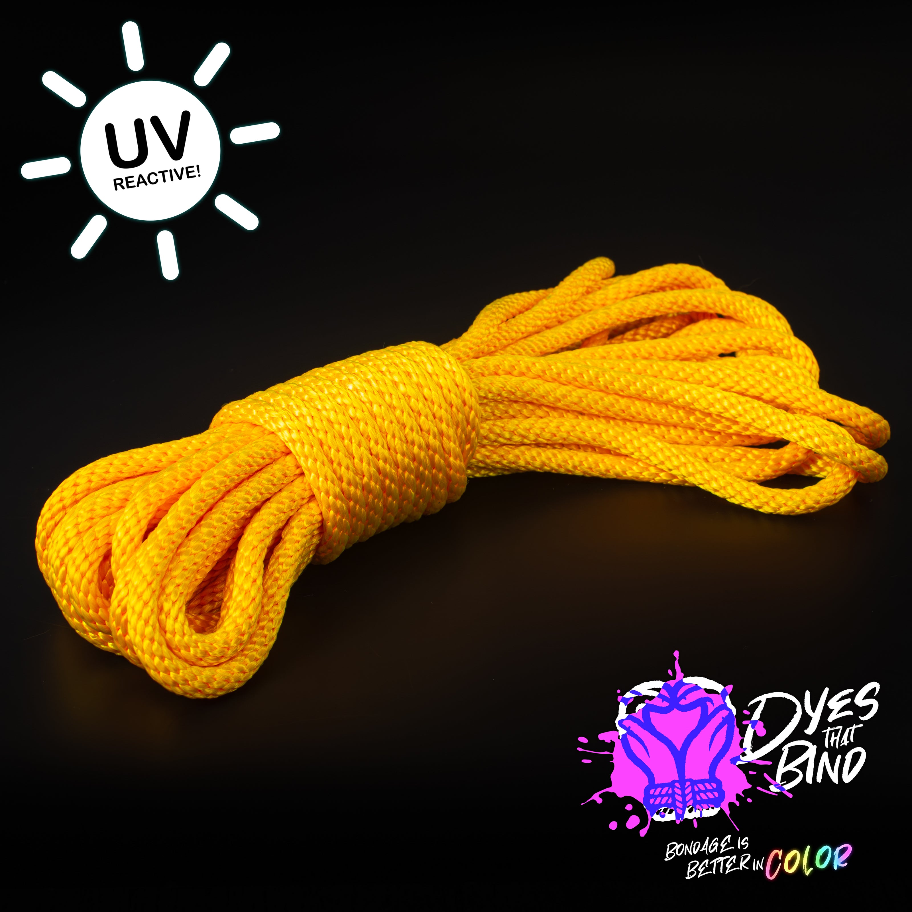Neon Orange Solid Braid Nylon Shibari Rope (Blacklight Reactive!)