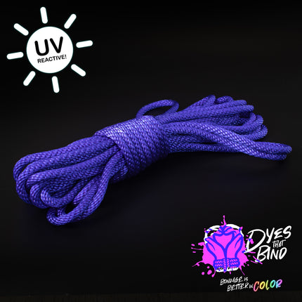 Neon Indigo Solid Braid Nylon Shibari Rope (Blacklight Reactive!)