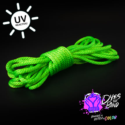 Neon Kelly Green Solid Braid Nylon Shibari Rope (Blacklight Reactive!)