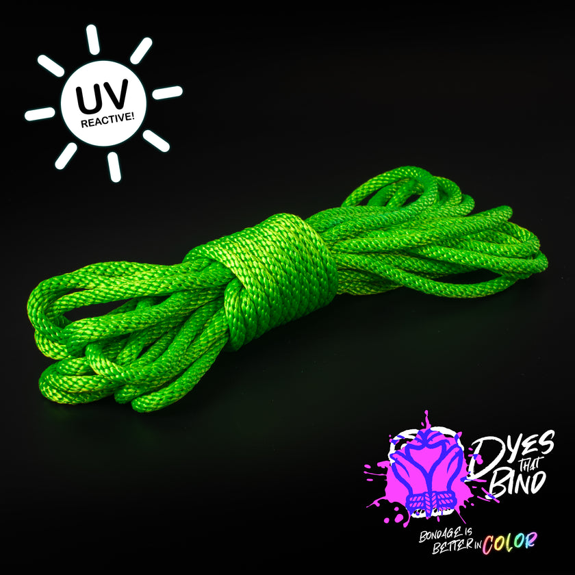 Neon Kelly Green Solid Braid Nylon Shibari Rope (Blacklight Reactive!)