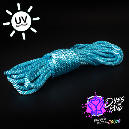 Neon Blue Solid Braid Nylon Shibari Rope (Blacklight Reactive!)