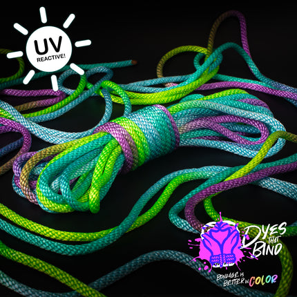 Neon Mermaid Solid Braid Nylon Shibari Rope (Blacklight Reactive!)