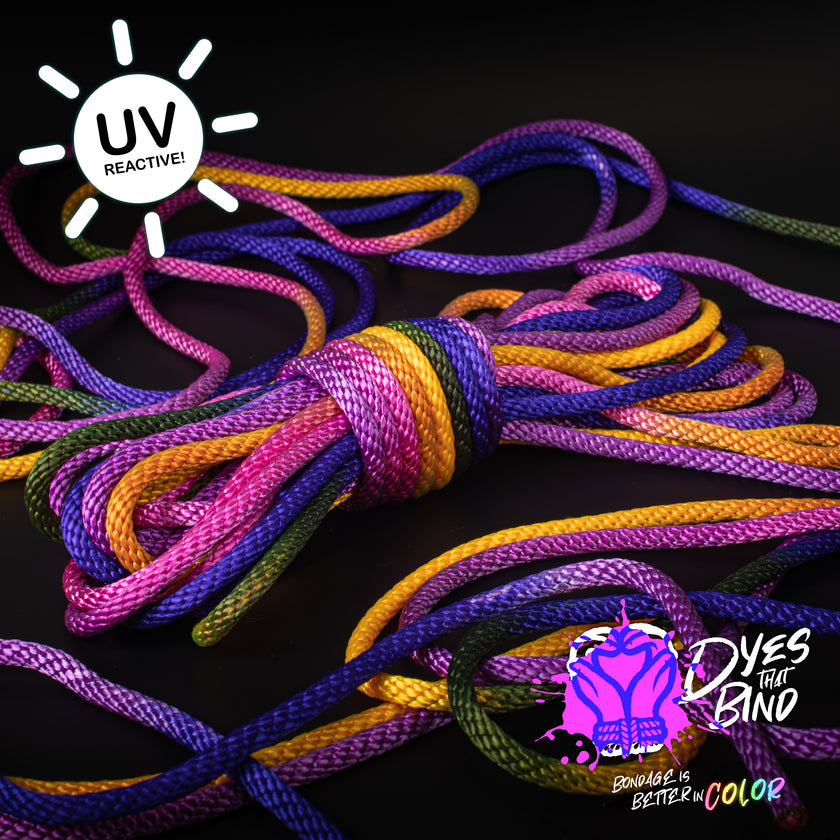 Electric Sunset Solid Braid Nylon Shibari Rope (Blacklight Reactive!)
