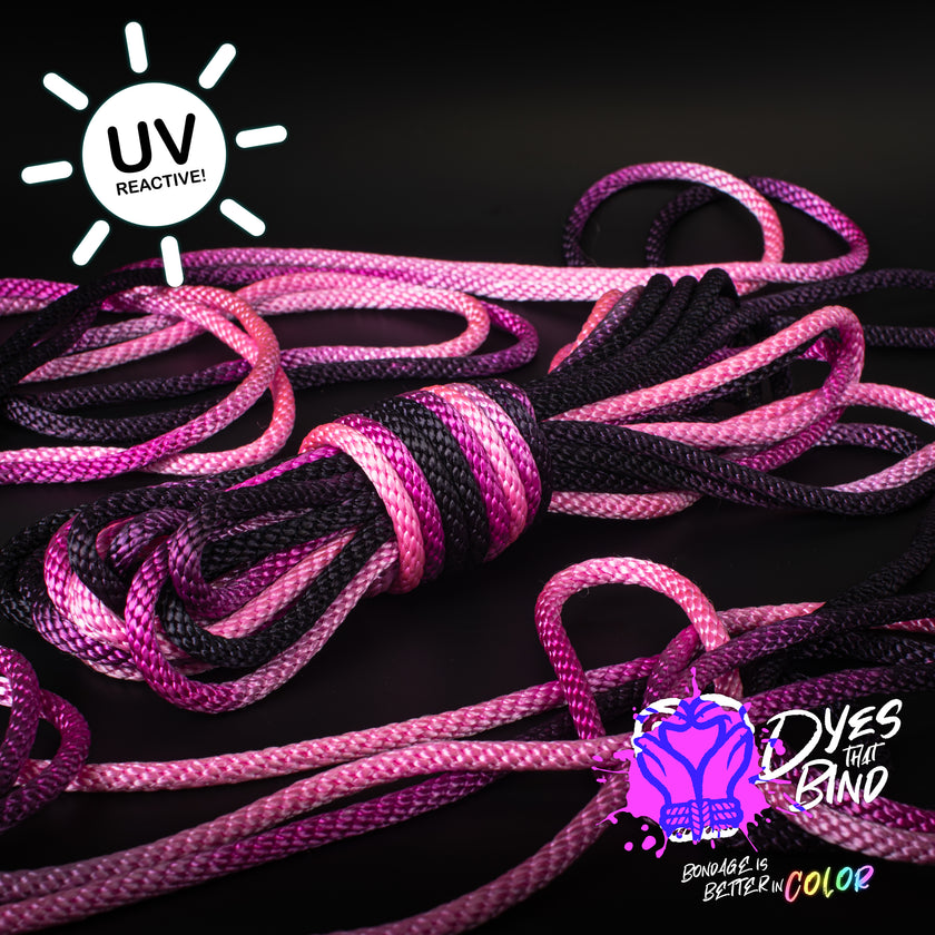 Knotty in Pink (Neon Pink-Black) Solid Braid Nylon Shibari Rope