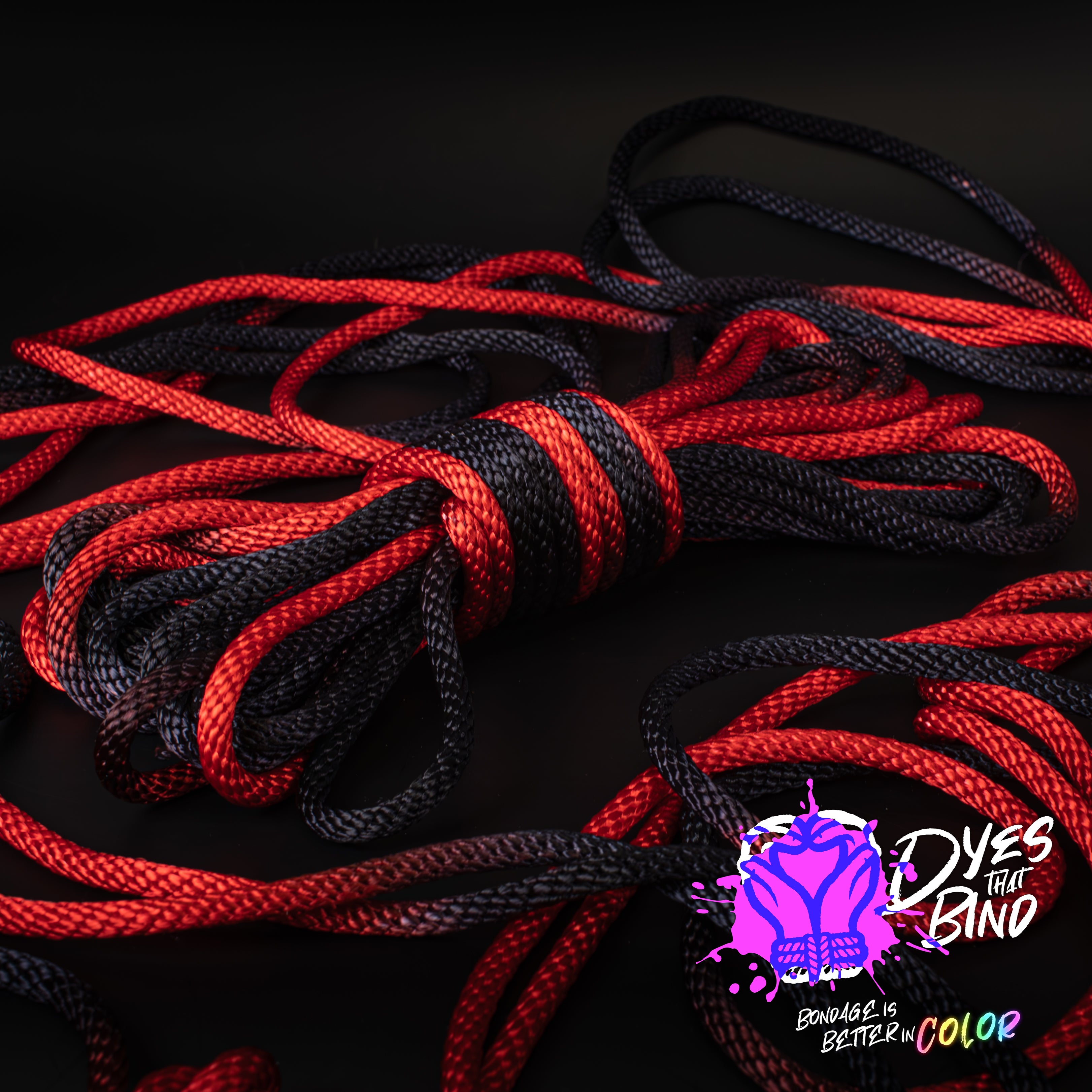 Bleed Me Dry (Red-Black) Solid Braid Nylon Shibari Rope – Dyes That Bind