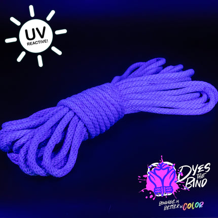 Neon Indigo Solid Braid Nylon Shibari Rope (Blacklight Reactive!)