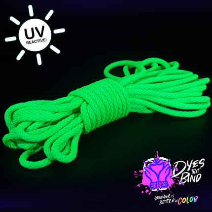 Neon Kelly Green Solid Braid Nylon Shibari Rope (Blacklight Reactive!)