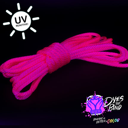 Neon Pink Solid Braid Nylon Shibari Rope (Blacklight Reactive!)