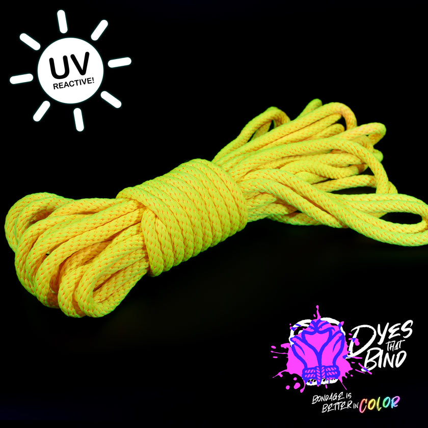 Neon Yellow Solid Braid Nylon Shibari Rope (Blacklight Reactive!)