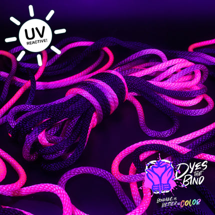 Knotty in Pink (Neon Pink-Black) Solid Braid Nylon Shibari Rope