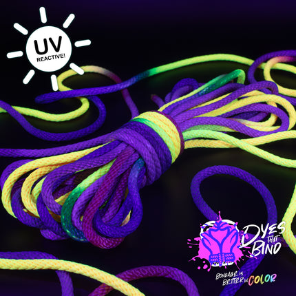 Electric Sunset Solid Braid Nylon Shibari Rope (Blacklight Reactive!)