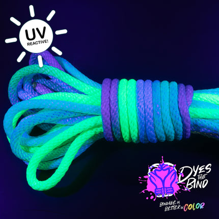 Neon Mermaid Solid Braid Nylon Shibari Rope (Blacklight Reactive!)