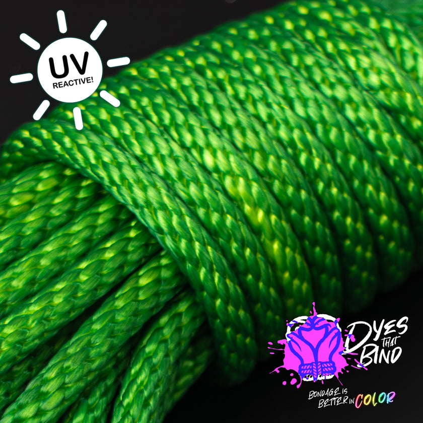 Neon Zombie Green Solid Braid Nylon Shibari (Blacklight Reactive!)