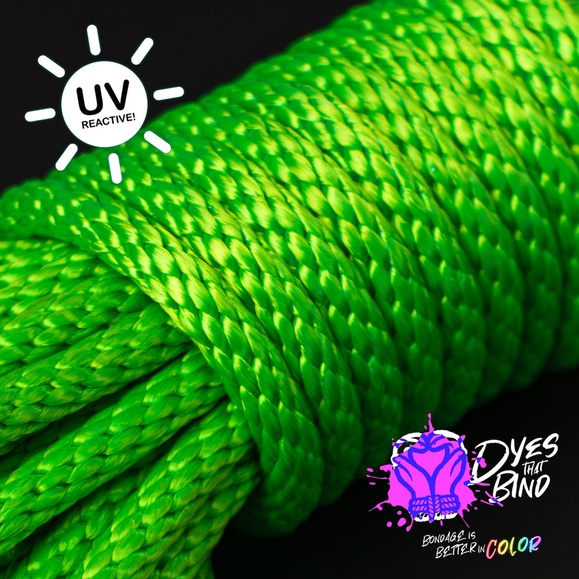 Neon Kelly Green Solid Braid Nylon Shibari Rope (Blacklight Reactive!)