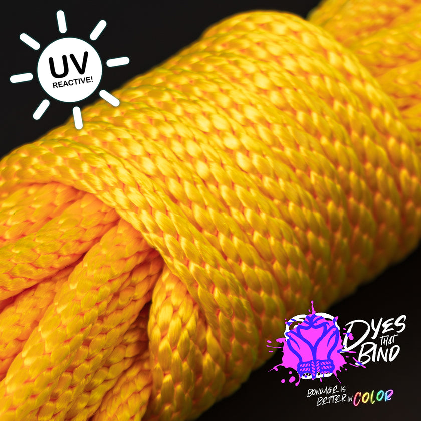 Neon Orange Solid Braid Nylon Shibari Rope (Blacklight Reactive!)