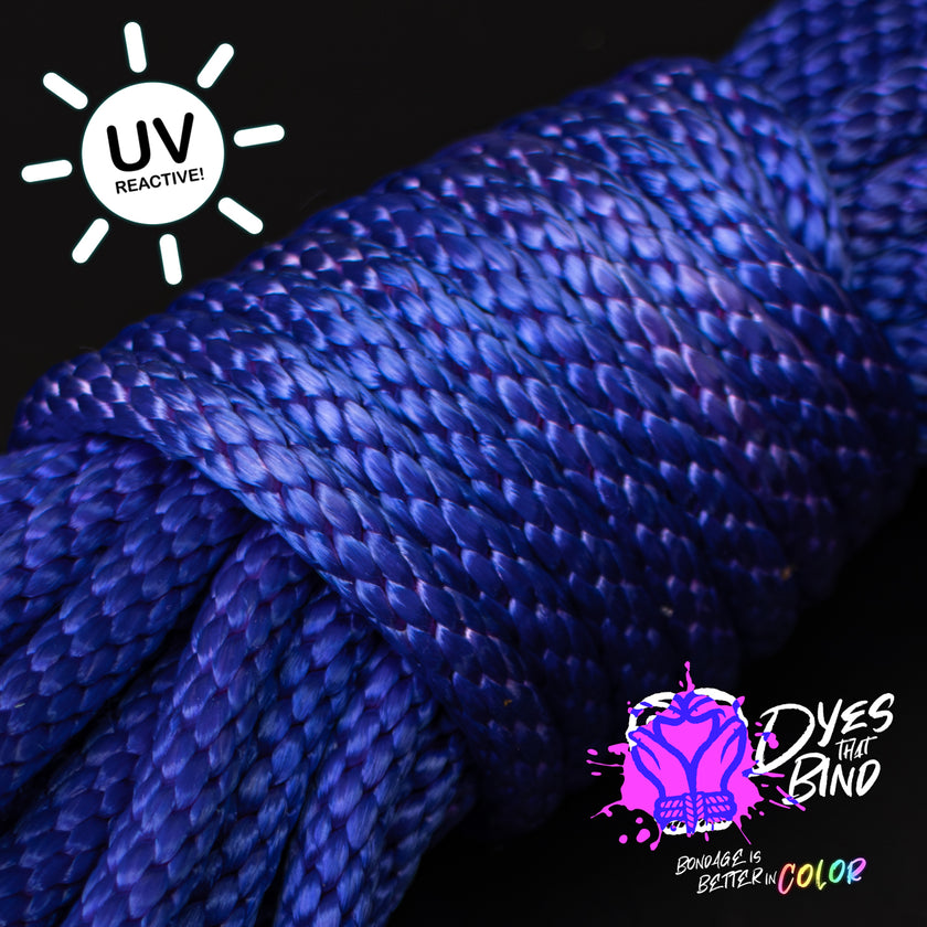 Neon Indigo Solid Braid Nylon Shibari Rope (Blacklight Reactive!)