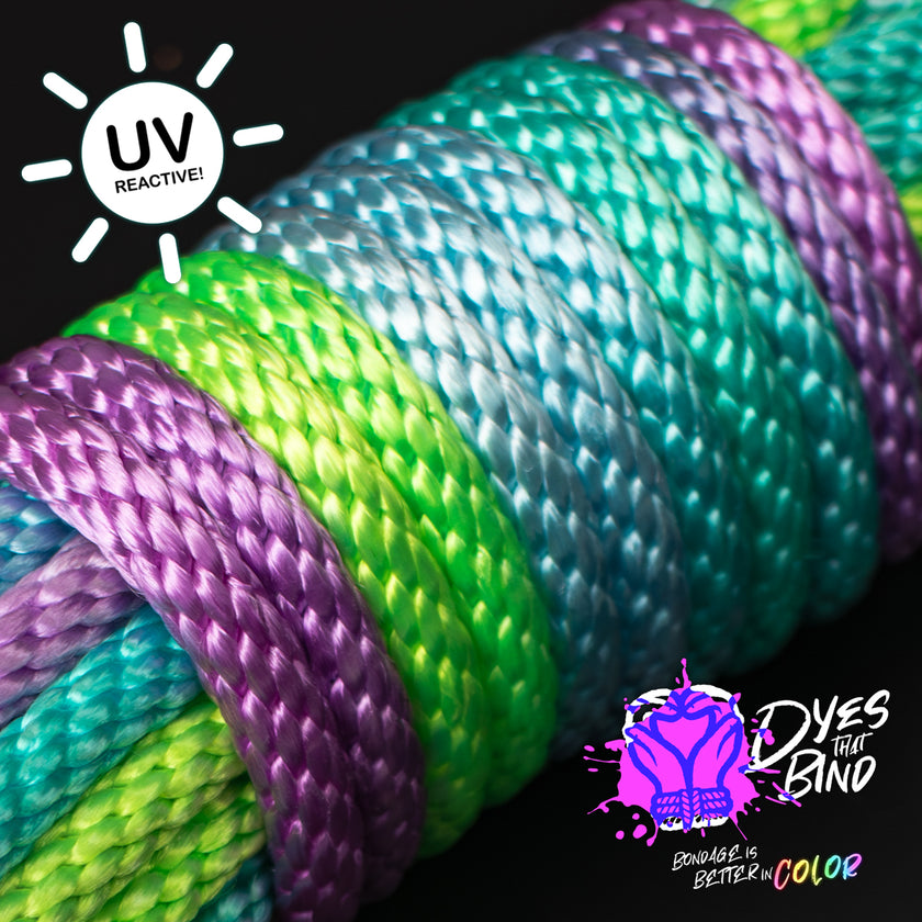 Neon Mermaid Solid Braid Nylon Shibari Rope (Blacklight Reactive!)