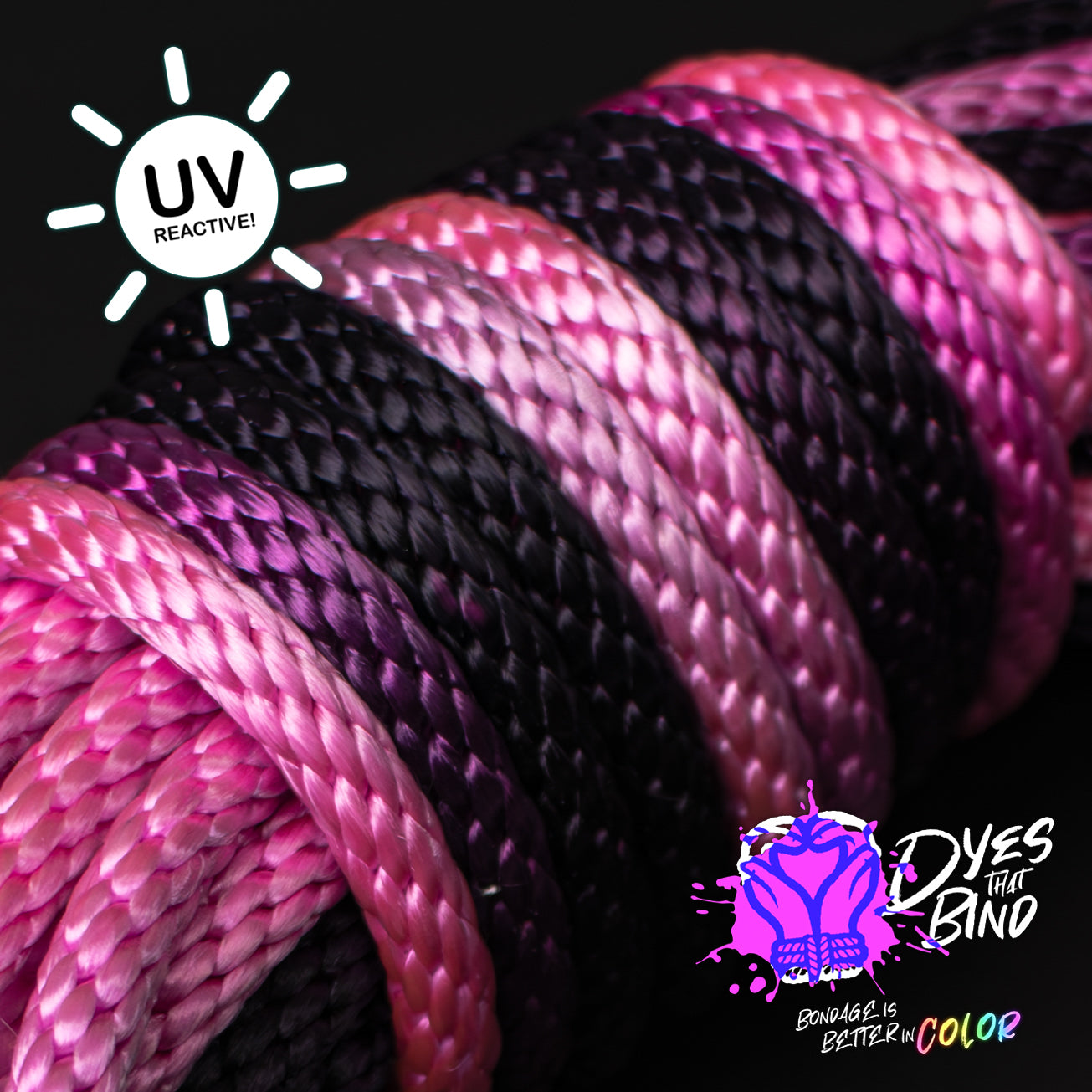 Knotty in Pink (Neon Pink-Black) Solid Braid Nylon Shibari Rope