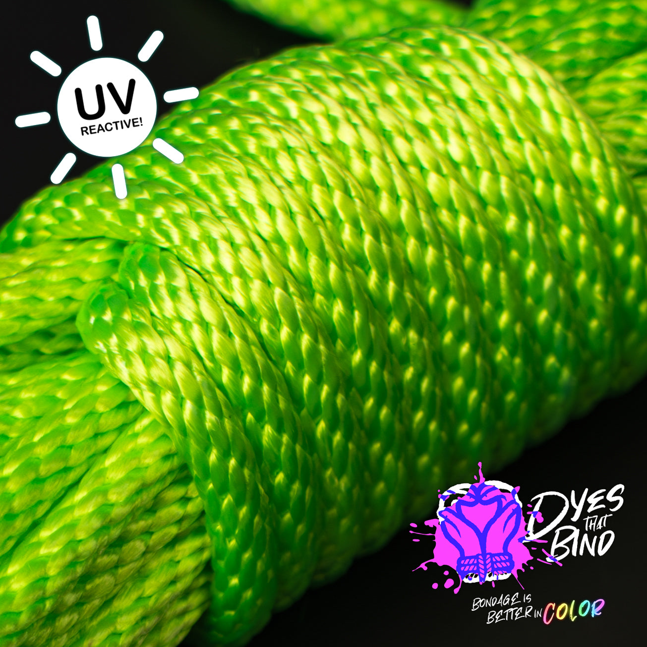 Neon Lime Green Solid Braid Nylon Shibari (Blacklight Reactive!)