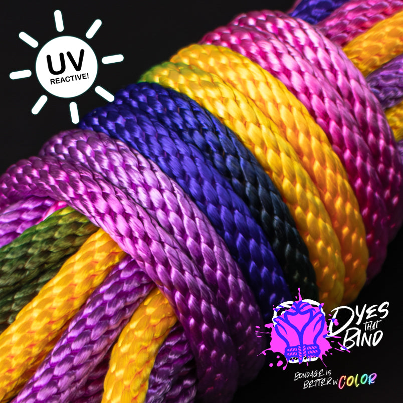 Electric Sunset Solid Braid Nylon Shibari Rope (Blacklight Reactive!)